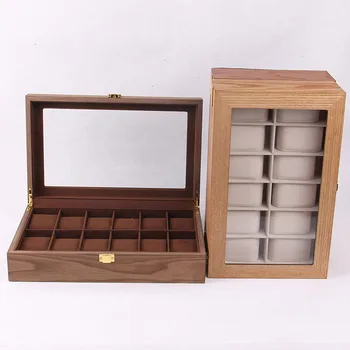 Луксозен 12 SlotsWatch Кутия За Съхранение На Организаторът Мъжки Часовник Дисплей Кутии Подарък Калъф