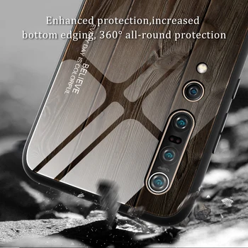 Луксозен Дървени Гранули Калъф за Xiaomi Redmi Note 9S K30 Pro 8T Mi 10 Pro A3 CC9 Закалено Стъкло Shell Калъф за мобилен телефон