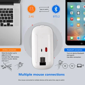 Луксозна 2.4 G Безжична Bluetooth Мишка VML-10 USB Акумулаторна RGB Цветни Светлини Тиха Мишка Диамантена Блестяща Модерна Офис на Мишката