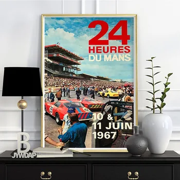Льо Ман автомобилни състезания Плакат, Гран при на Монако, Индианаполис Спидуей Стенно Изкуство, Ретро автомобилни състезания Плакат, Гран при на Марсилия