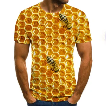 Лятна мъжка тениска Ms. Bee 3D Hoody 3D Print Personality С Къс Ръкав Хип-Хоп Тениска С кръгло деколте Топ Мъжка тениска