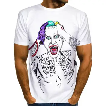 Лято 2020 бяла универсална тениска с 3D-принтом мъжки универсална клоунская ежедневни мъжки и дамски тениска Забавна и интересна тениска