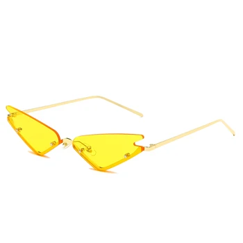 Марката Дизайнерски Дамски Модни Слънчеви Очила Дама Метал Без Рамки Котешко око Слънчеви Очила с UV400 Слънчеви Очила Нюанси Очила Oculos de sol