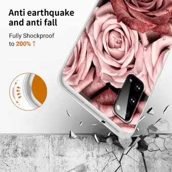 Меки Корици за Samsung Galaxy S20 FE S21 S9 S10 Plus Note 20 10 Ultra Lite 9 Capas Tpu Калъф за телефон Gold Rose Pink Pattern