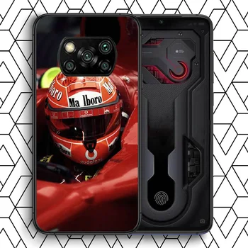 Михаел Шумахер F1 Състезателна кола на Телефон Калъф за Носене Корпус За Xiaomi Mi A2 A3 8 9 9T Note 10 Se Lite Pro черен Задната Оцветяване Funda