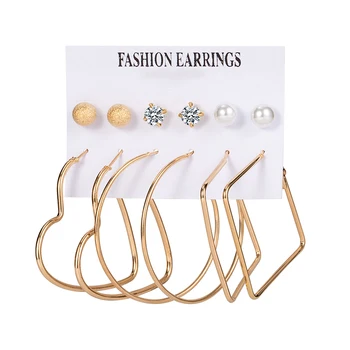 Модерни перлени дамски обици Набор За жени Geometirc Gold Metal Acrylic Crystal Stud Earring Brincos 2021 Trend Female Jewelry