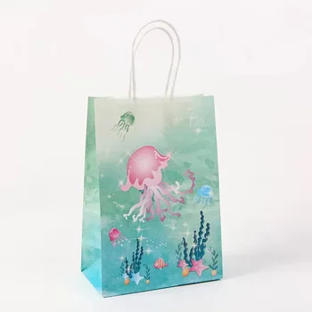 Мультяшная Морска Тема За партита на Едро Подаръчни торби С Дръжки за Детски Партита По Повод рождения Ден на Бижута Крафт-Хартия Бонбони Чанти