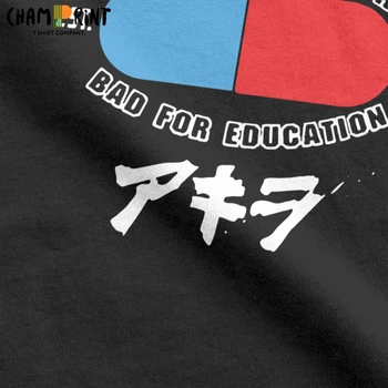 Мъжки Акира Нео Токио Good For Health Bad For Education Тениска Памук Върховете Творчески Къс Ръкав Crewneck Тениски Тениска