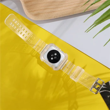 Най-новият спортен каишка за Apple Watch Band Series 6 5 1 2 3 4 силикон Прозрачен за Iwatch 5 4 Каишка 38 мм 40 мм 42 мм 44 мм wirst