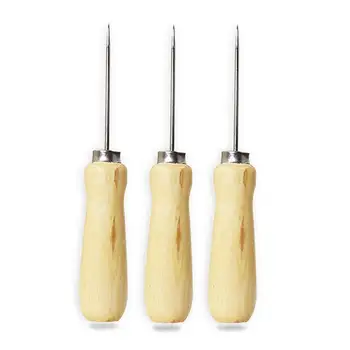 Направи си САМ кожа перфорированное шило голяма дървена дръжка удар ремонт на ръчни инструменти, кожена игла за шиене инструмент, 1 бр./2 бр.