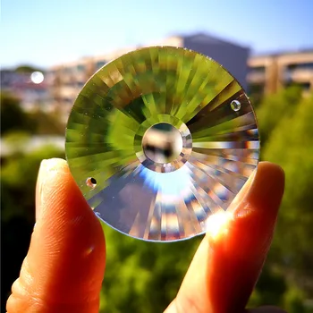 НЛО Дъгата на Слънчогледа В Две Дупки Оптичен Crystal през Цялата Dia45mm Фасетиран Suncatcher Популяризирането на Науката за Изучаване на Студент