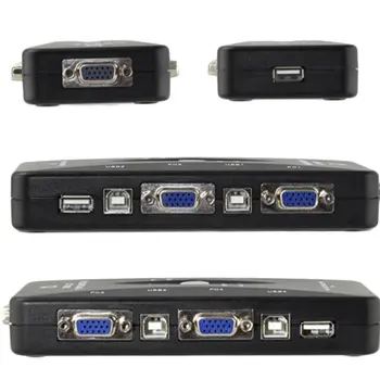 Нов USB 2.0 KVM 4 Порта VGA SVGA Клавиатура Мишка Превключва Скоростната Монитор споделяне на Едро
