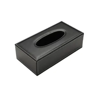 Нов Черен Кожен Държач Кутии Тъкан На Кутията Диспенсер Сив Тоалетна Баня Дома