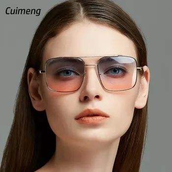 Нови Големи Квадратни Слънчеви очила Жени Луксозна Марка Дизайнерски Рамки Прозрачен Градиент Слънчеви Очила Дамски Oculos De Sol Feminino
