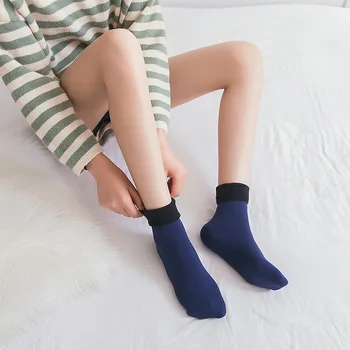 Нови Есенни и зимни Възрастни Топли Средни Тръбна Подови Чорапи, Плюшени Удебеляване на Мъжете и Жените на Модата Плътен Цвят Сняг Чорапи Жена