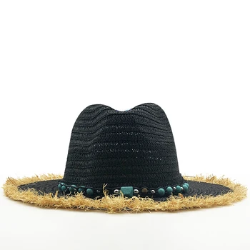 Нови летни слънчеви шапки за жени, мъже Панама шапка сламена плажна шапка мода UV слънцето Peotection пътна шапка