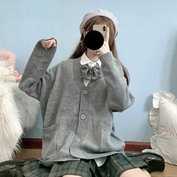 Новият All-match Soft Basic Cardigan Women Solid Oversize Harajuku Губим Sweaters Студентски Preppy Sweet Girl Сладко Knitwear