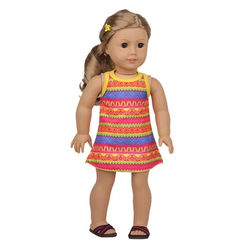 Новоприбывшая 18-Инчов Американската Кукла Облекло За Подарък на Момичета Богемное Рокля с Кръгла Яка За 43 См Има Кукла Baby Born