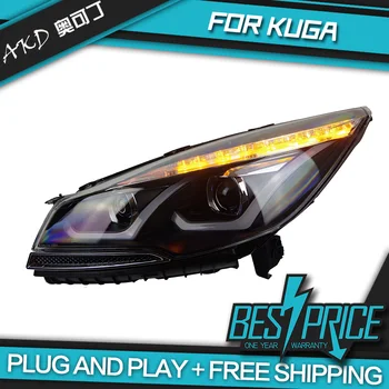 Оформление на автомобила за Kuga Escape Фарове 2013 Led Светлини DRL LED Динамичен Сигнал Hella 5 Биксеноновый Обектива на проектора Hid D2H