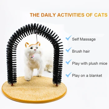 Пет Self Massager Cat Toy Cats Arch Самостоятелно Groomer Scratcher Toy Brush Cat Scratching Pad
