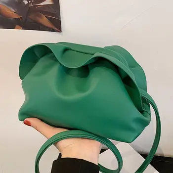 Плиссированная чанта през рамо 2021 Лятото на Нов Високо качество на Мека изкуствена кожа, Дамски дизайнерска чанта Луксозна марка Рамо Чанта