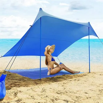 Преносим Pergola Плаж Палатката Слънцето Подслон Открит Сянка Къмпинг Пътувания За Риболов Задния Двор Забавно Пикник С Пясъчни Котви