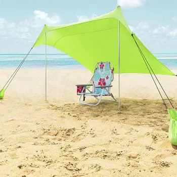 Преносим Навес Палатка С Торба Пясък UPF30+ UV Ликра Голям Семеен Навес За работа на Открито Риболов, Къмпинг Плажен Навес Тента Комплект
