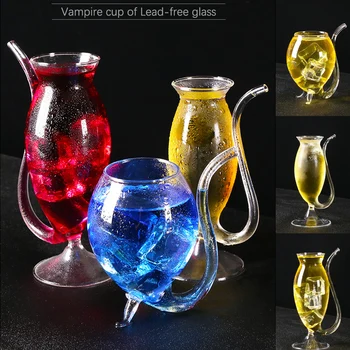 Прозрачен Вампирский Огнеупорни Вино Сок в Стъклена Чаша с Пиене на Тръбата на Слама Домашен Бар RERI889