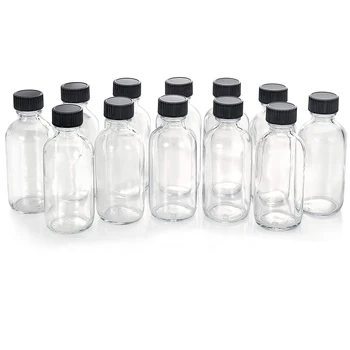 Прозрачни Стъклени Бутилки с Капачки Бостън Кръгли Пробни Бутилки за Сок от Джинджифил Снимки Масло Уиски Течност Мини Пътуване Бутилка (1 бр.)