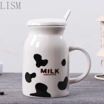 Производители на едро и креативна керамична чаша мляко керамични любителите на чаша мода закуска, десерт крава илюстрация чаша