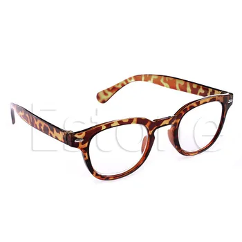 Ретро Кръгли Рамки Рамки от Очила за Четене Очилата Леопардовый разпечатки Черно +1 до +4