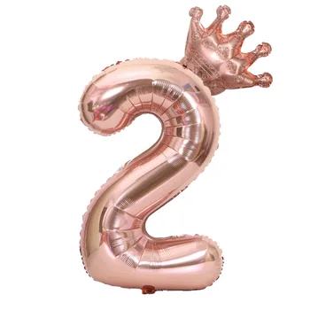 Рожден ден балон детска играчка балон 40 инча, розово злато наклон номер балон набор от номер еднорог короната украса балон