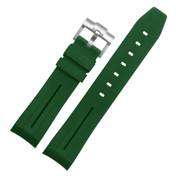 Силиконов каишка за часовник с дуговым уста за Rolex Black Green Water Светия diver GMT kongbaditong гумена каишка за часовник мъжки колан 20 мм