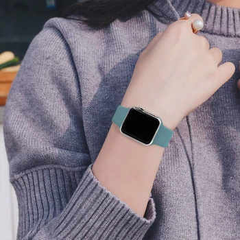 Силиконов ремък за Apple Watch band 40 мм 44 мм 38 мм 42 мм Гумена каишка smartwatch гривна Спортен гривна iWatch serie se 3 4 5 6
