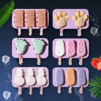 Силиконова Форма За Сладолед Popsicle Molds САМ Homemade Cartoon Ice Cream Popsicle Ice Maker Мухъл Ice Cream Tool Popsicle Sticks