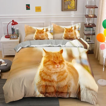 Смешни са Сладък Котка Bedding Set AU US UK EU Size For Adult Kids Bed Covers Single King Queen Animal Пухени Спално бельо