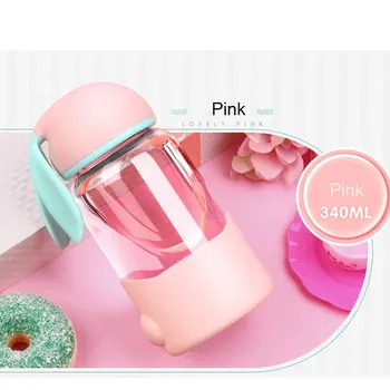 Творчески Заек Дизайн Преносим Прекрасен Стъклени Бутилки За Вода, Детски Подарък Водни Чаши За Пиене Сладки Подаръци За Момичета