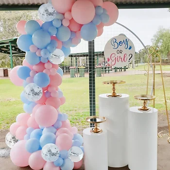 Тестени изделия Син Розов Балон Венец Арка Рожден Ден, Сватба Baby Shower Декор 144 БР. Балон Набор От