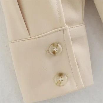 ТРАФИКА на Women 2021 Fashion Pocket Solid Color Top Coat Ретро С Дълъг Ръкав Отличителни Ежедневни Копчета Палто Градинска Облекло