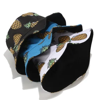 Тропик Unisex Print Pineapple Bucket-Hat Сгъваема Плажната Риболовна Шапчица Oudoor Sun Hat За жени и мъже