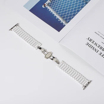Черно-бял Керамичен каишка за Apple Watch Band SE 6 5 4 40 мм 44 мм каишка за часовник Гривна Керамичен за iWatch series 3 2 1 42 мм 38 мм